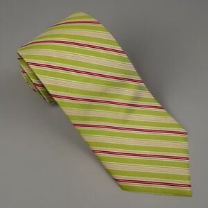 Green Pink Classic Striped Mens Tie Roberto Lorenzo Designer Neckwear Spring
